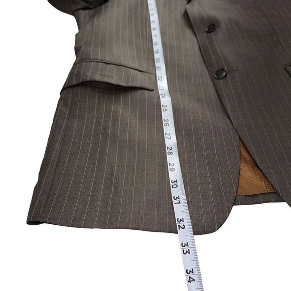 MICHAEL Michael Kors Mens Gray Tan Wool Pinstriped Blazer 40R Preppy Modern - Picture 6 of 9
